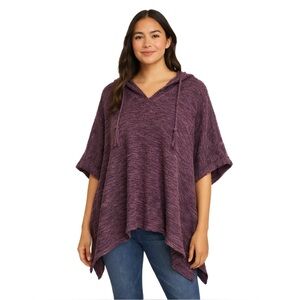 Aerie NWT Hooded Poncho Sweater in Plum Purple (XS/S) Soft Cotton blend